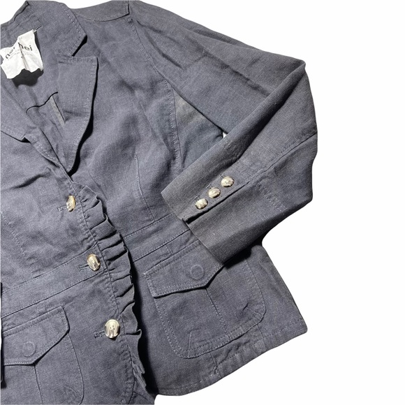 Anthropologie Hei Hei Grey 100% Linen Blazer 4 - Picture 3 of 10